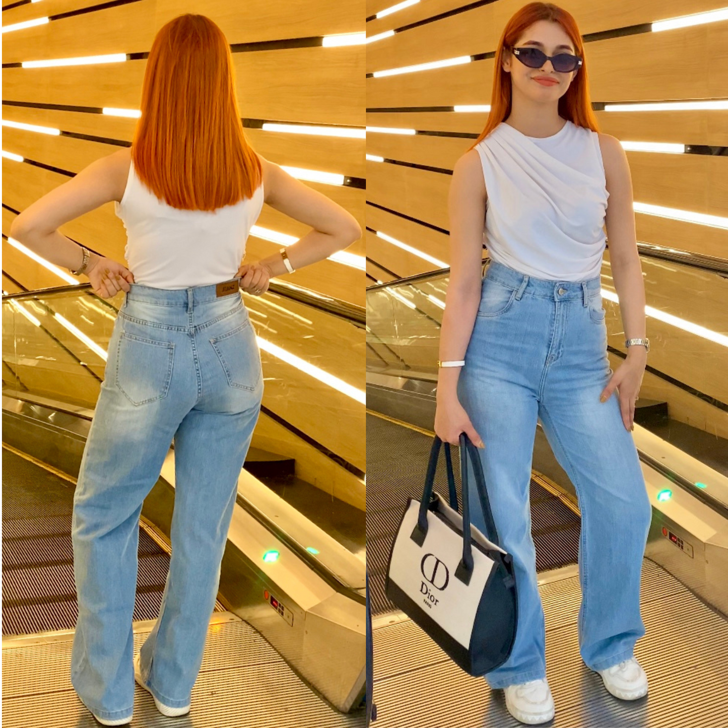 Jean straight taille haute