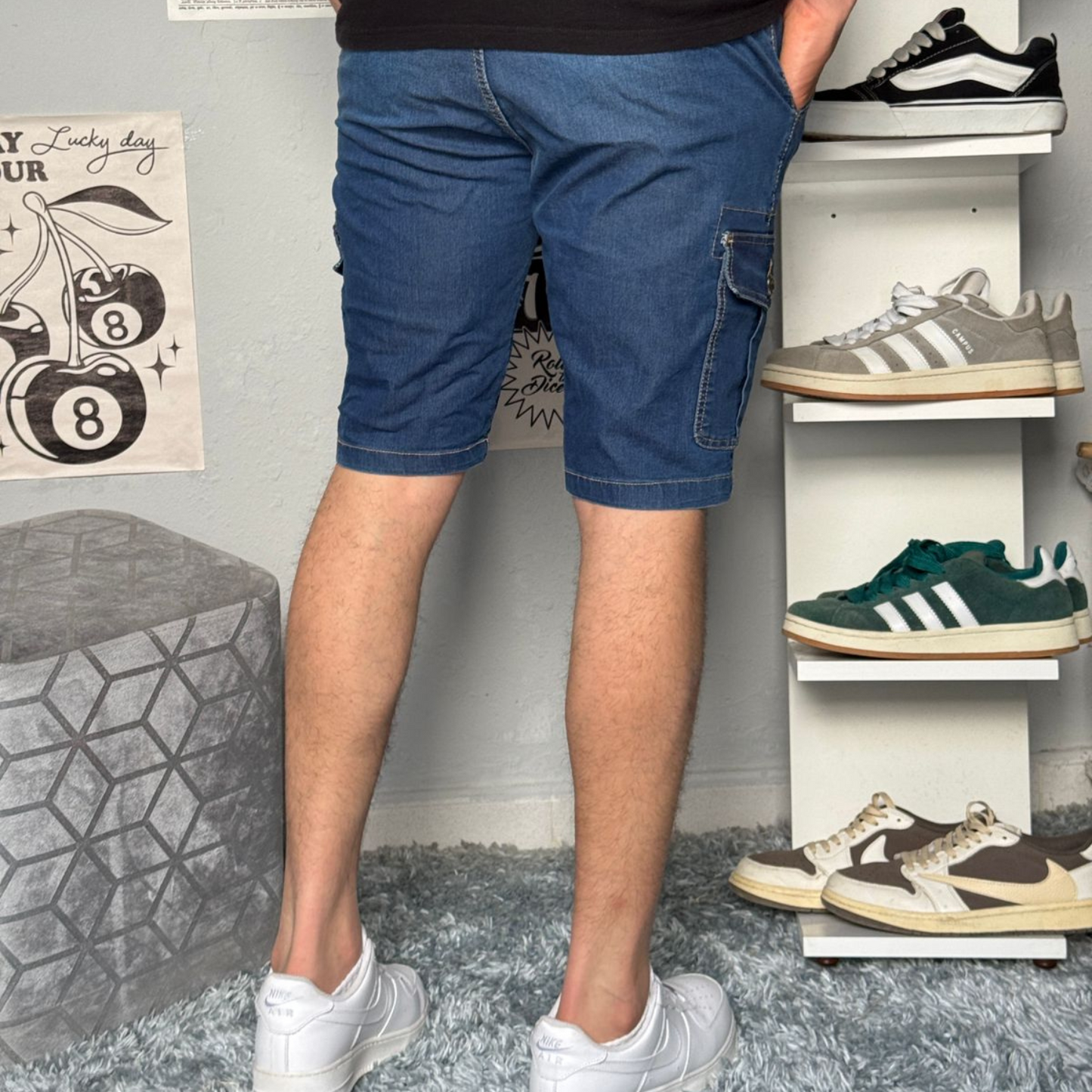 Short cargo en jean
