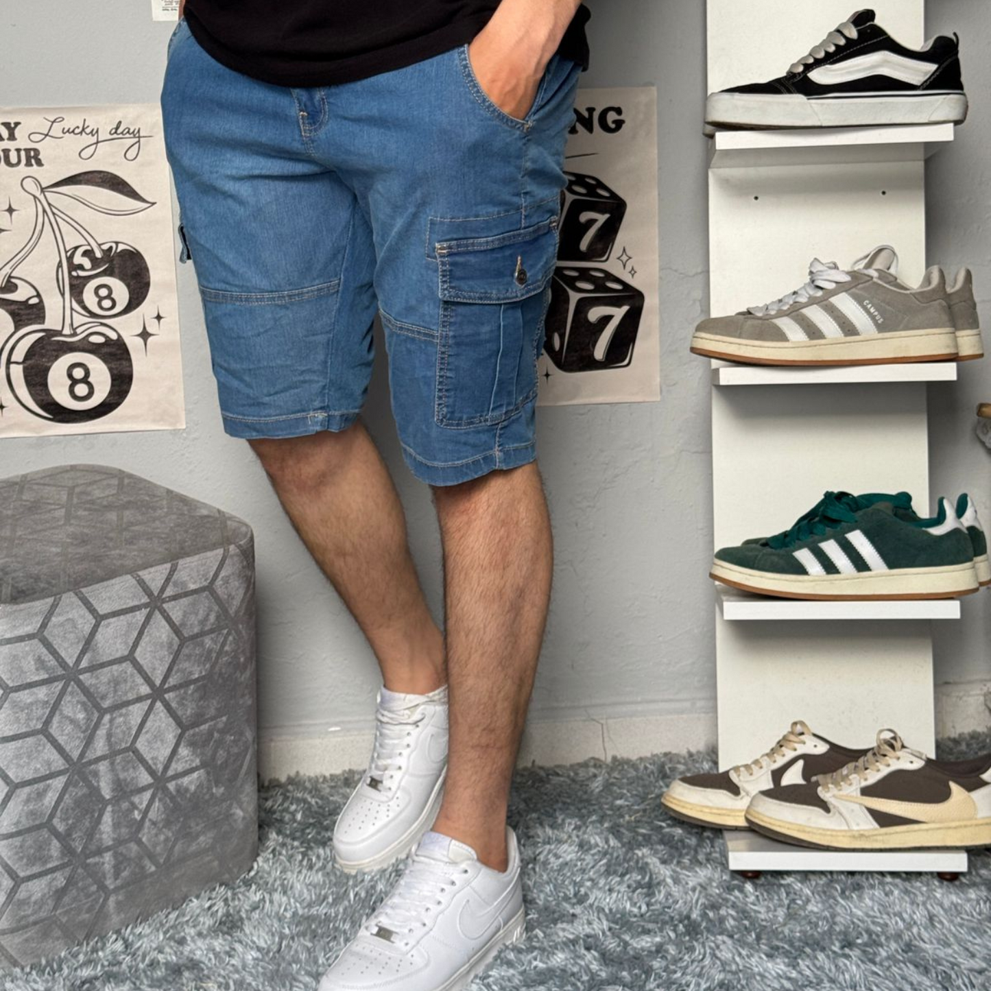 Short cargo en jean